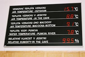 写真：洞窟の温度表示案内